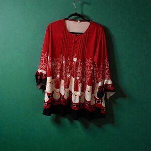 Festive Red Santa Tunic Top 2X